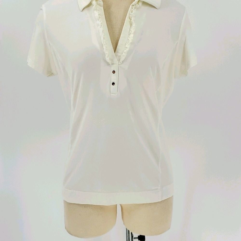 Sport Haley, white top, V‎ neck medium. Lovely fabric.